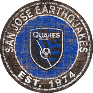 San Jose Earthquakes Heritage Logo Round Wood Sign - 24"