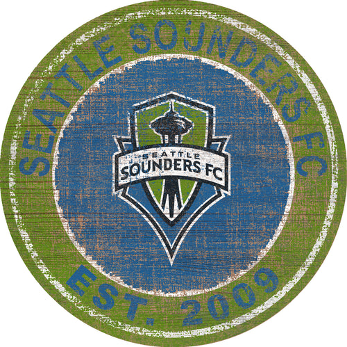 Seattle Sounders Heritage Logo Round Wood Sign - 24