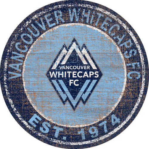 Vancouver Whitecaps Heritage Logo Round Wood Sign - 24