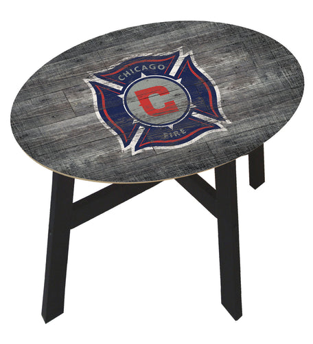 Chicago Fire Distressed Logo Wood Side Table