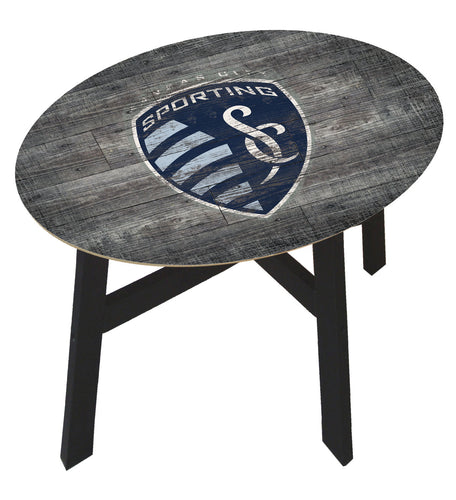 Sporting KC Distressed Logo Wood Side Table