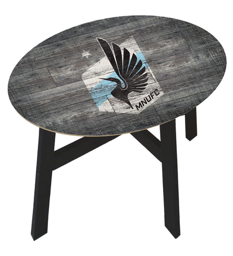 Minnesota United Distressed Logo Wood Side Table