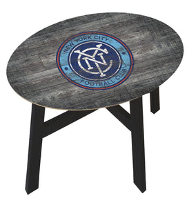 New York City FC Distressed Logo Wood Side Table