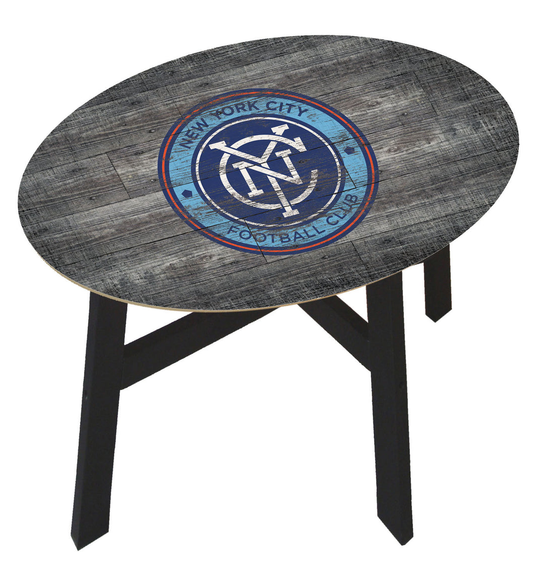 New York City FC Distressed Logo Wood Side Table