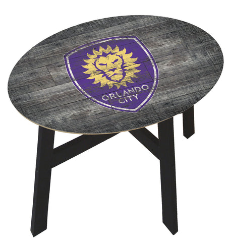 Orlando City Distressed Logo Wood Side Table