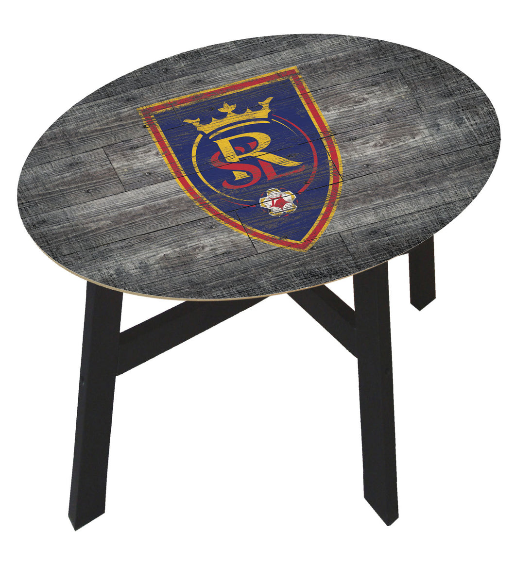 Real Salt Lake Distressed Logo Wood Side Table