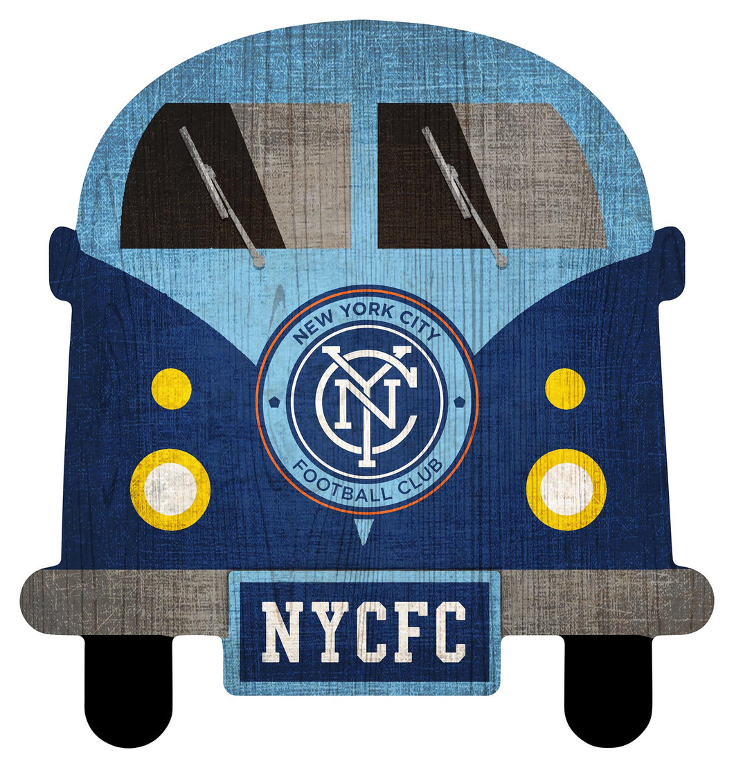 New York City FC Team Bus Wood Sign