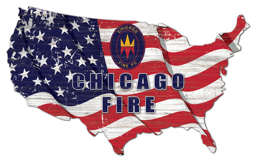 Chicago Fire USA Shape Wood Sign