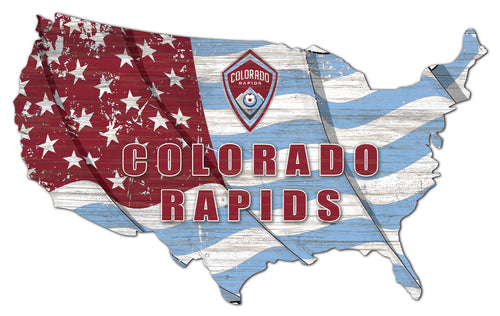 Colorado Rapids USA Shape Wood Sign