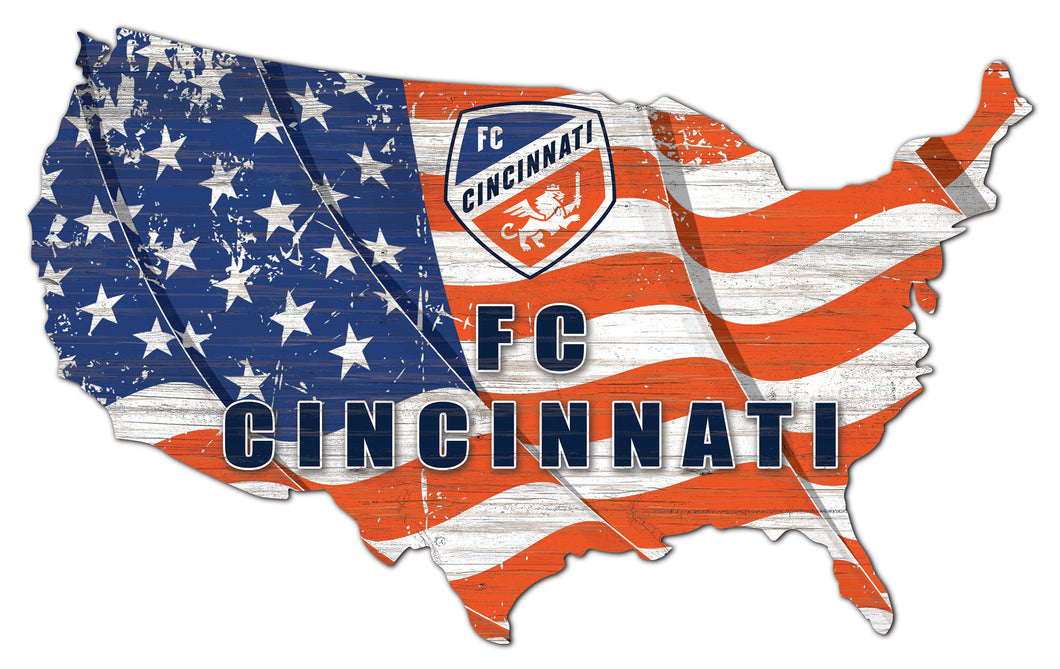 FC Cincinnati USA Shape Wood Sign