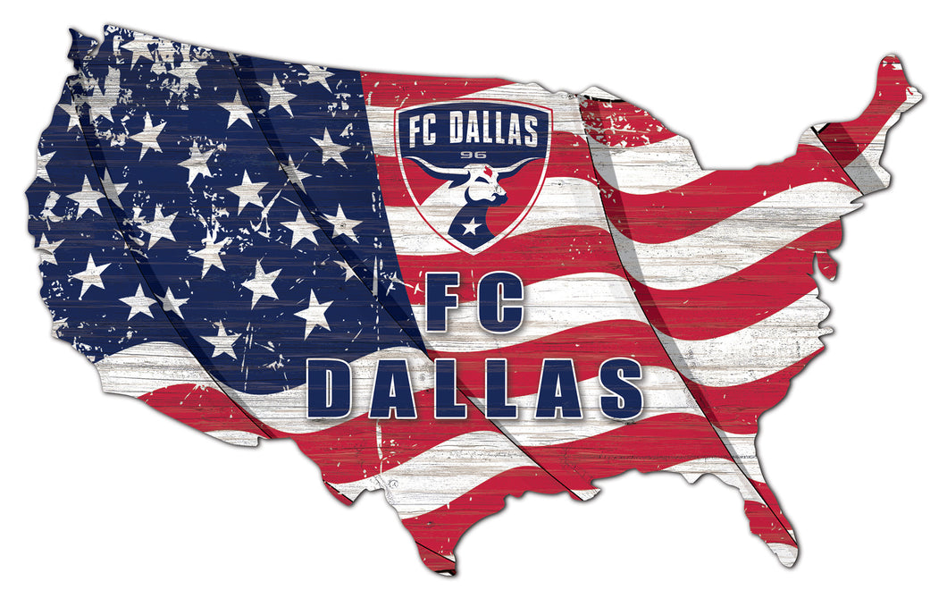 FC Dallas USA Shape Wood Sign