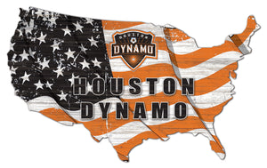 Houston Dynamo USA Shape Wood Sign