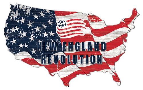 New England Revolution USA Shape Wood Sign