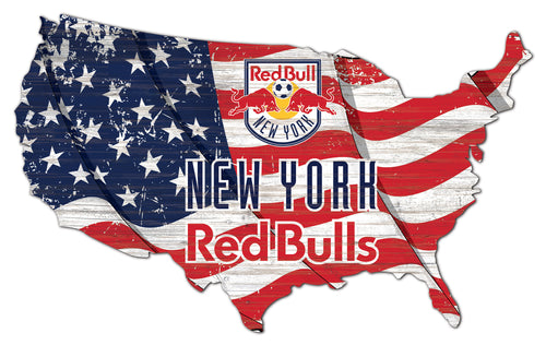 New York Red Bulls USA Shape Wood Sign