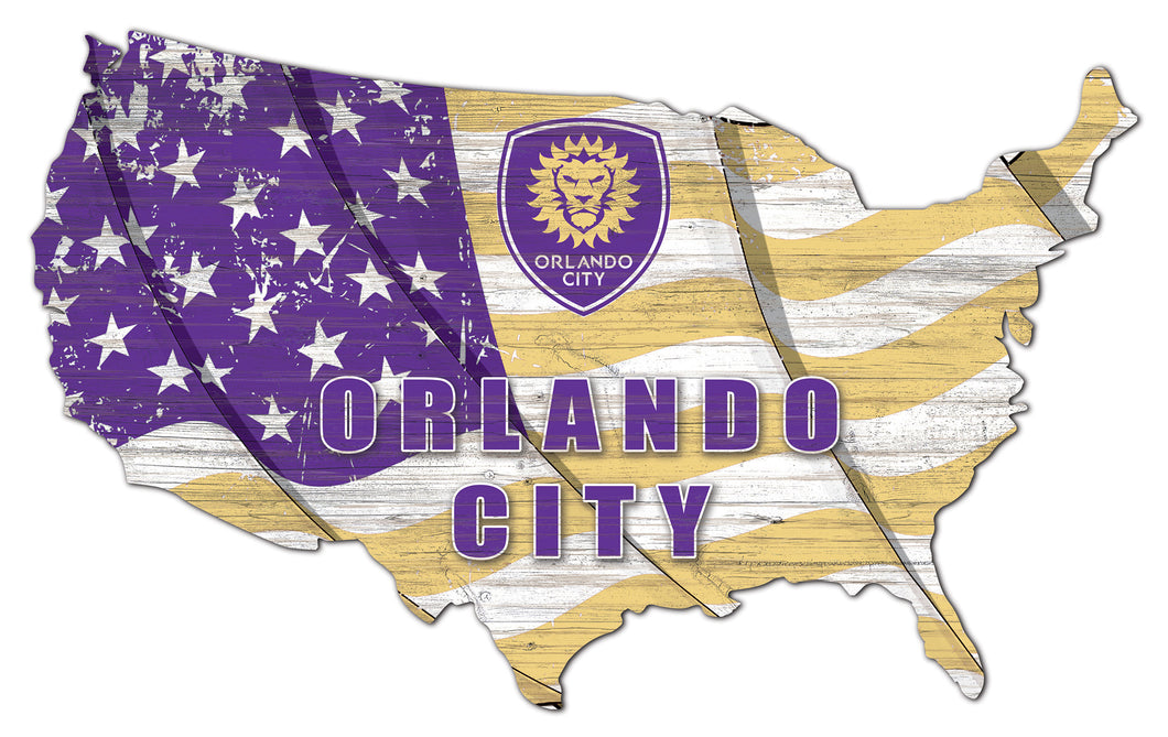 Orlando City USA Shape Wood Sign