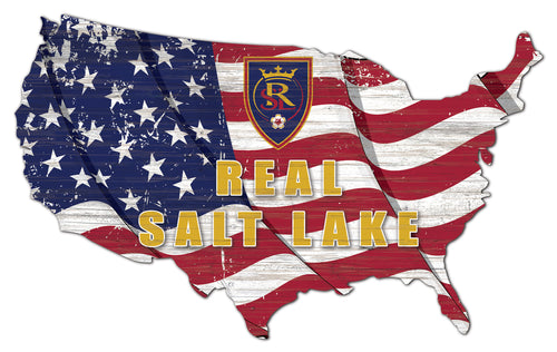 Real Salt Lake USA Shape Wood Sign