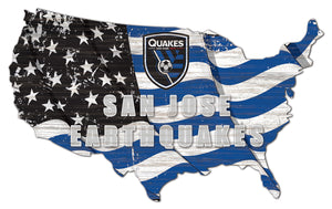 San Jose Earthquakes USA Shape Wood Sign