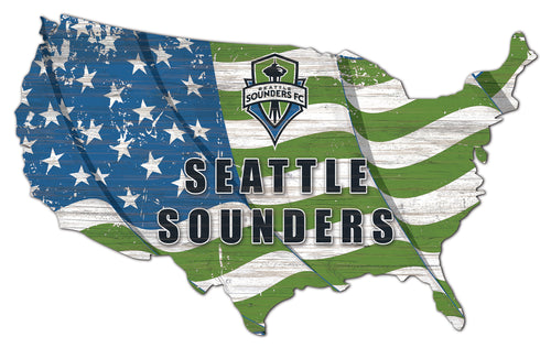 Seattle Sounders USA Shape Wood Sign