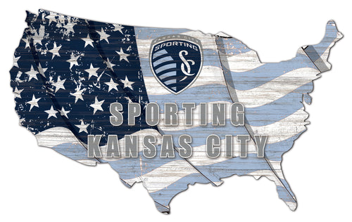 Sporting KC USA Shape Wood Sign
