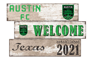 Austin FC Welcome 3 Plank Wood Sign