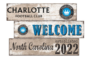 Charlotte FC Welcome 3 Plank Wood Sign