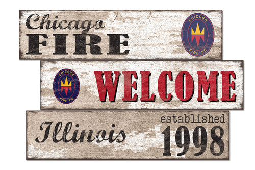 Chicago Fire Welcome 3 Plank Wood Sign