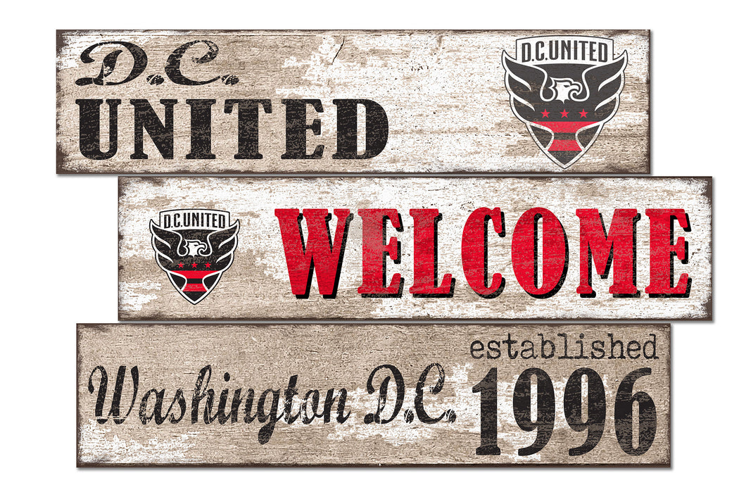 D.C. United Welcome 3 Plank Wood Sign