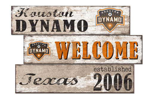 Houston Dynamo Welcome 3 Plank Wood Sign