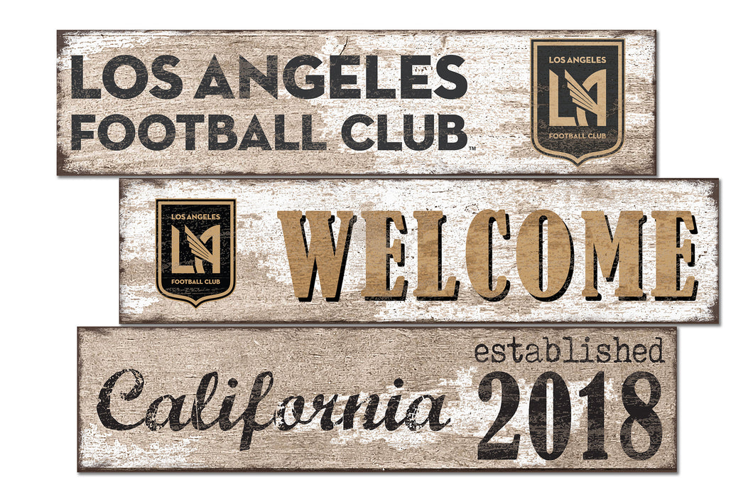 Los Angeles FC Welcome 3 Plank Wood Sign