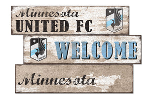 Minnesota United Welcome 3 Plank Wood Sign
