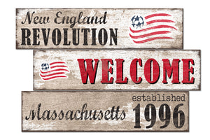 New England Revolution Welcome 3 Plank Wood Sign
