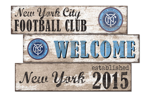 New York City FC Welcome 3 Plank Wood Sign