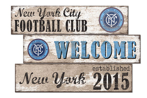 New York City FC Welcome 3 Plank Wood Sign