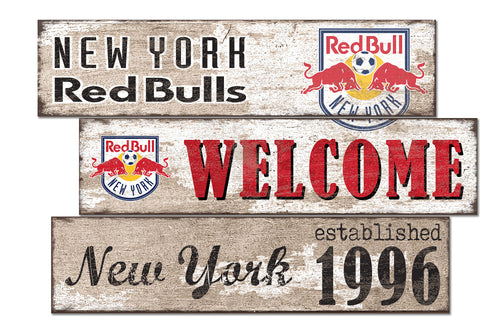 New York Red Bulls Welcome 3 Plank Wood Sign