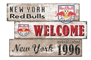 New York Red Bulls Welcome 3 Plank Wood Sign