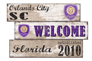 Orlando City Welcome 3 Plank Wood Sign
