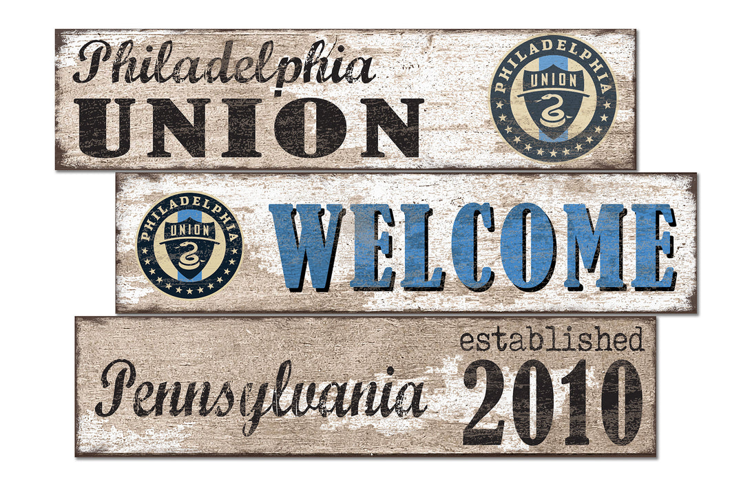 Philadelphia Union Welcome 3 Plank Wood Sign