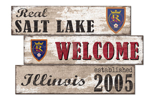 Real Salt Lake Welcome 3 Plank Wood Sign
