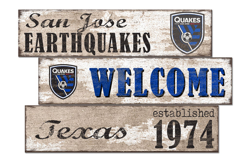 San Jose Earthquakes Welcome 3 Plank Wood Sign