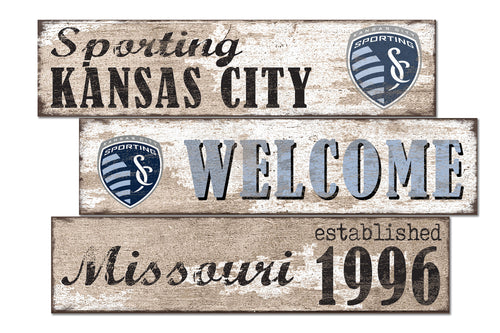 Sporting Kansas City Welcome 3 Plank Wood Sign