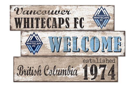 Vancouver Whitecaps Welcome 3 Plank Wood Sign