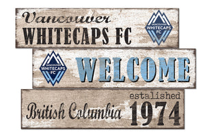 Vancouver Whitecaps Welcome 3 Plank Wood Sign