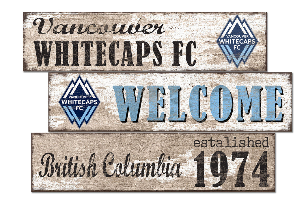 Vancouver Whitecaps Welcome 3 Plank Wood Sign