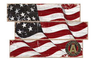 Atlanta United Flag 3 Plank Wood Sign