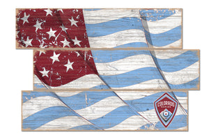 Colorado Rapids Flag 3 Plank Wood Sign