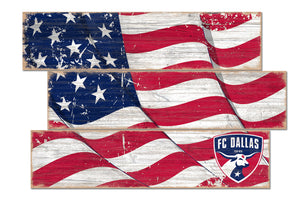 FC Dallas Flag 3 Plank Wood Sign