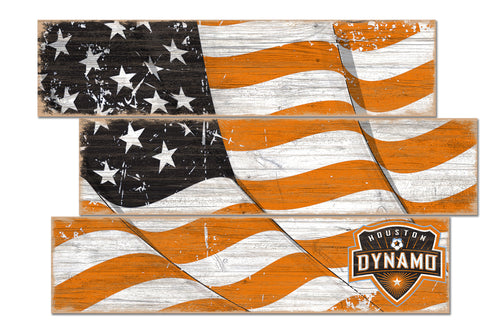 Houston Dynamo Flag 3 Plank Wood Sign