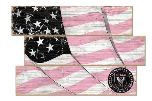 Inter Miami Flag 3 Plank Wood Sign