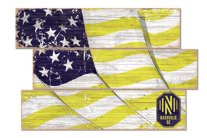 Nashville SC Flag 3 Plank Wood Sign