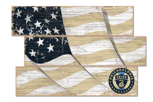 Philadelphia Union Flag 3 Plank Wood Sign